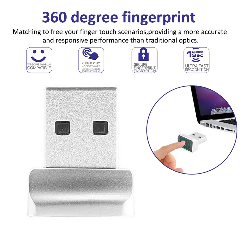 USB Fingerprint Reader for Windows10 Fingerprint Scanner Fingerprint Sensor Multi Finger360 Degree Touch Speedy Matching Laptop