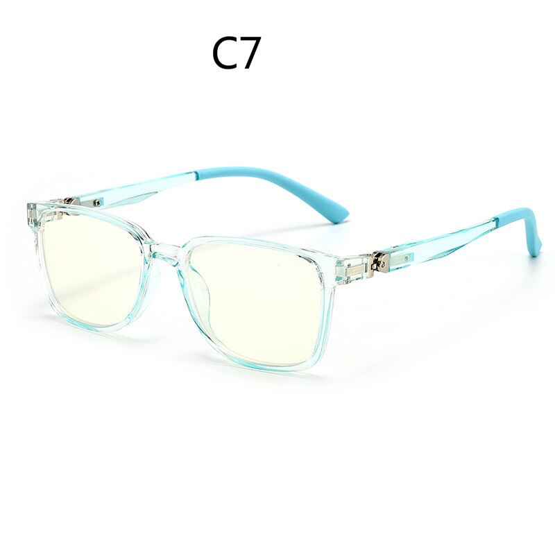 Gafas de luz azul con bloqueo para niños y niñas, lentes transparentes TR90 con marco de silicona suave, UV400,: C7