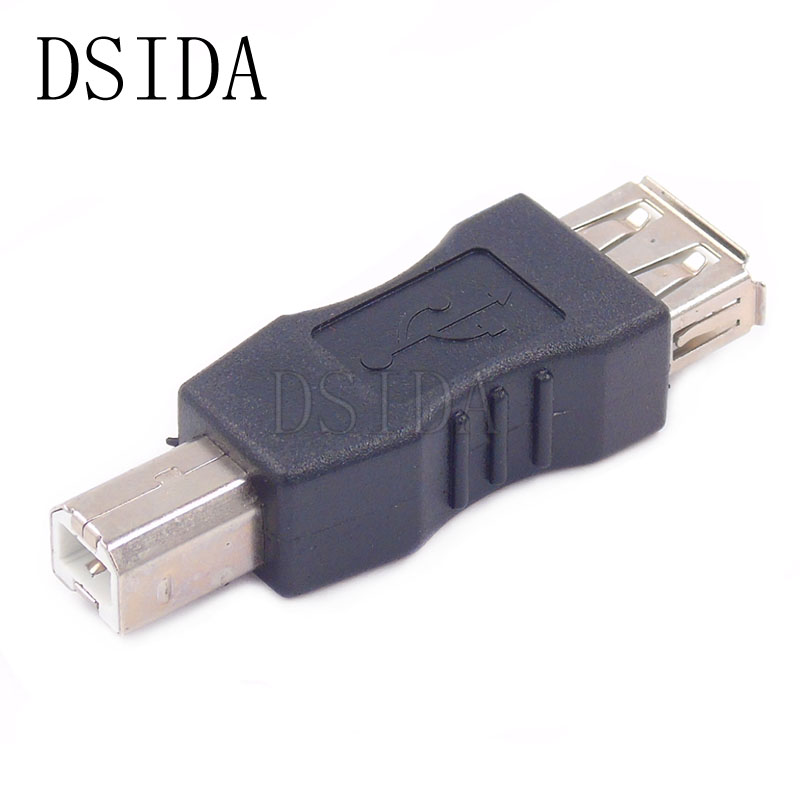 USB 2.0 Type A Female naar B Male USB printer adapter type A vrouwelijke-type B mannelijke zwart zilver tone
