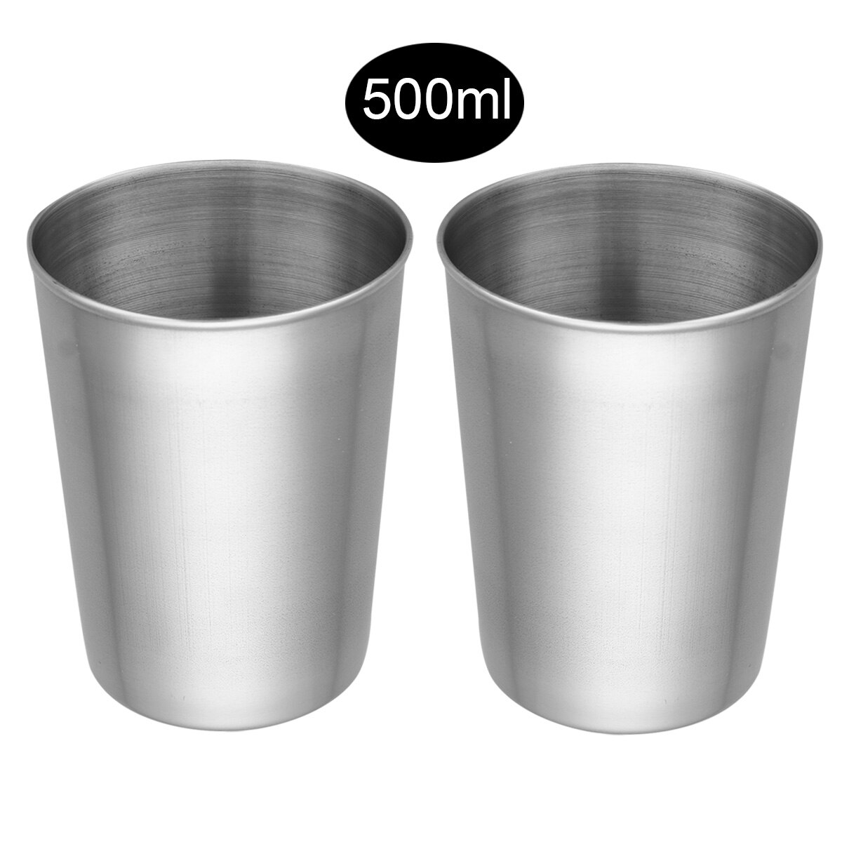 2/4Pcs Pint Cups Stainless Steel Drinking Mugs Unbreakable Metal Beer Tumblers Party Camping Drinkware Coffee Tea Pint Glasses: Silver 500ml