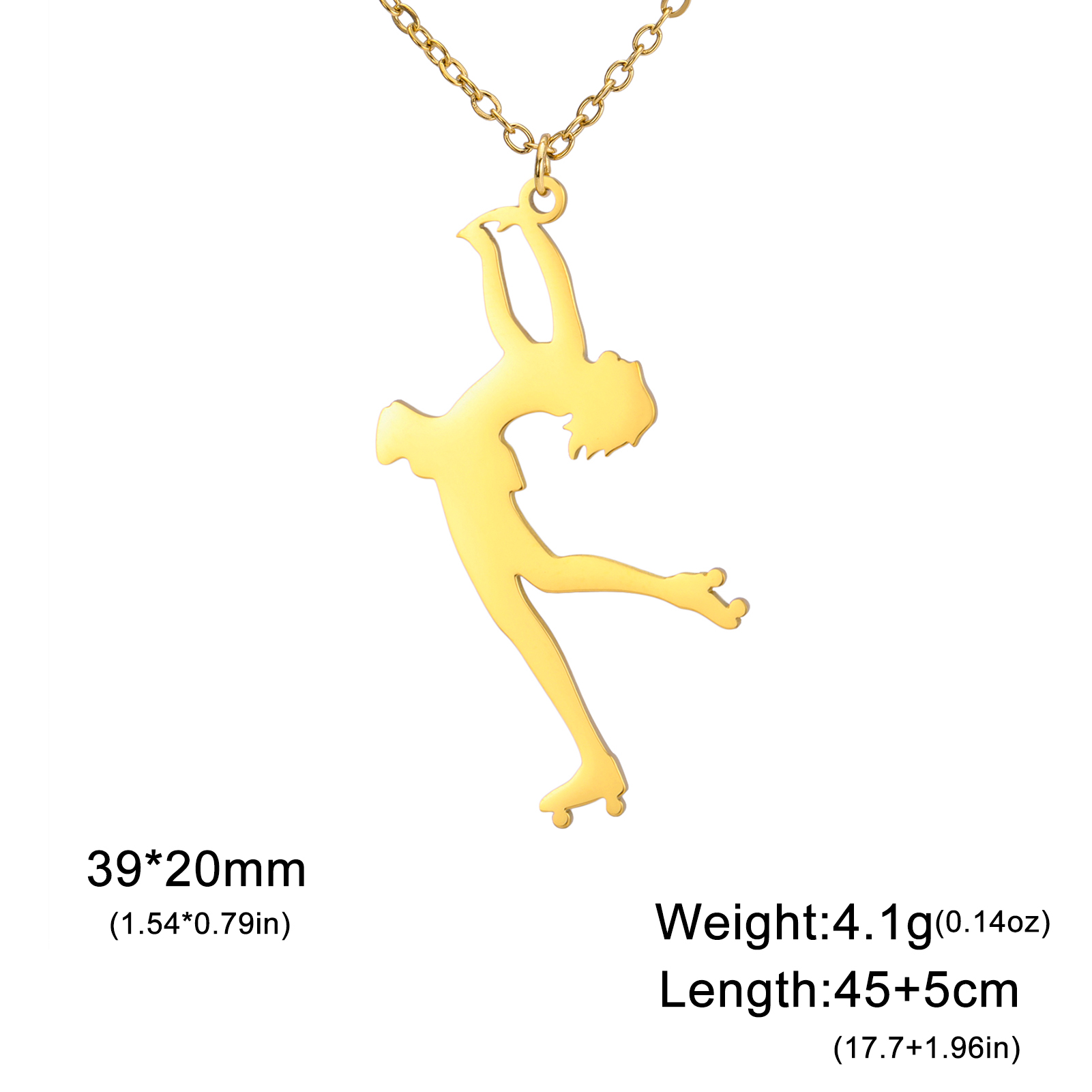 Unift Figure Ice Skater Necklace for Women Daughter Stainless Steel Roller Skating Sport Artistic Skating Girl Jewelry Trendy: Black Gun Plated