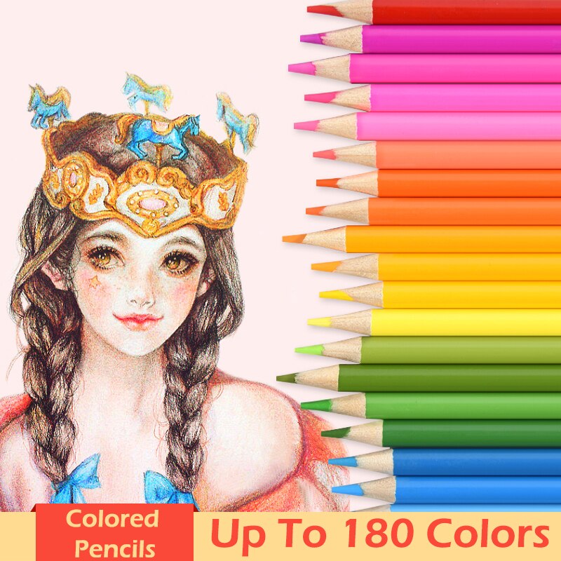 Brutfuner – crayons multicolores professionnels 180 couleurs, crayons de couleur à l&#39;huile en bois doux, pour aquarelle, fournitures d&#39;art pour dessiner des croquis à l&#39;école