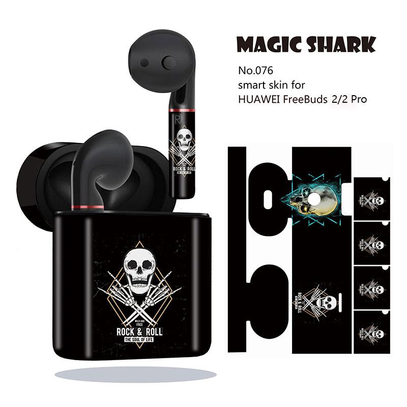 Magic Shark fajne Punk czaszka szkielet Motor Rider Rose pcv skrzynki pokrywa Wrap naklejka dla HUAWEI Freebuds 2 i 2 Pro: 076