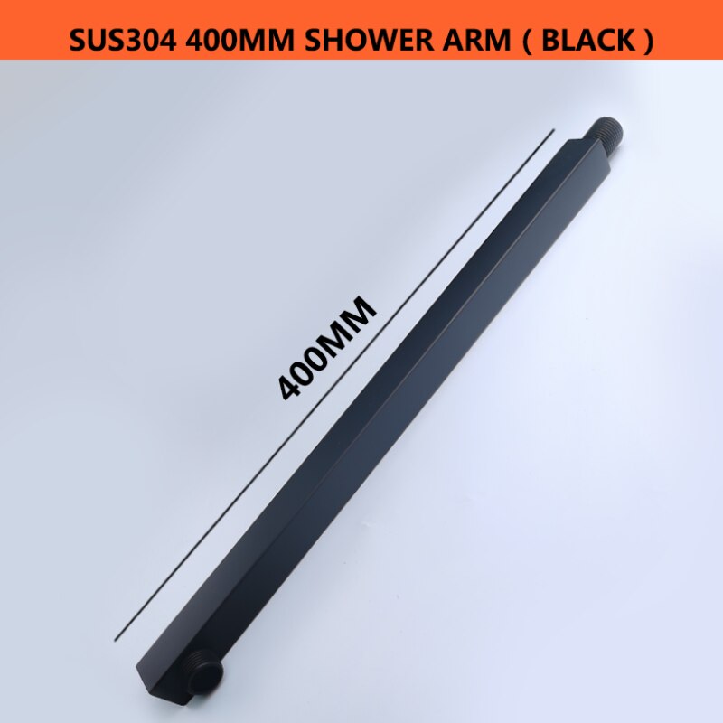Matt Black Ultra Thin Square 8 Inch 304 Stainless Steel or ABS Top Shower Concealed In Wall Head Shower Set System: Wall Arm