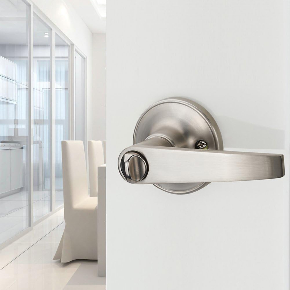 Cerradura de palanca de puerta con 3 llaves, manija de puerta de bloqueo, palanca Interior de acero inoxidable, perilla de puerta de repuesto para el hogar y la Oficina