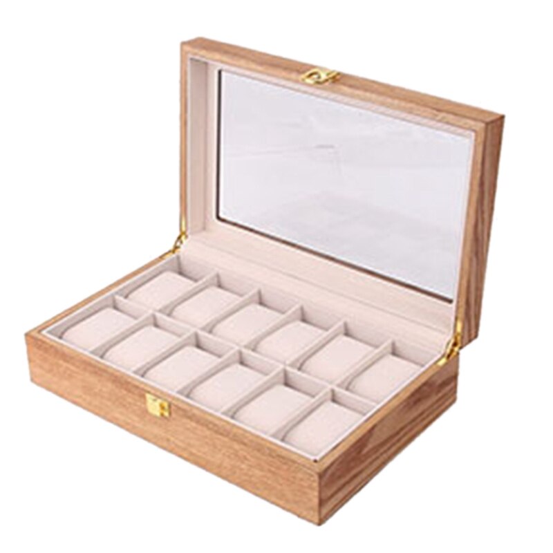 Retro Wooden Watch Display Case Durable Packaging Holder Jewelry Collection Storage Watch Organizer Box Casket: A6