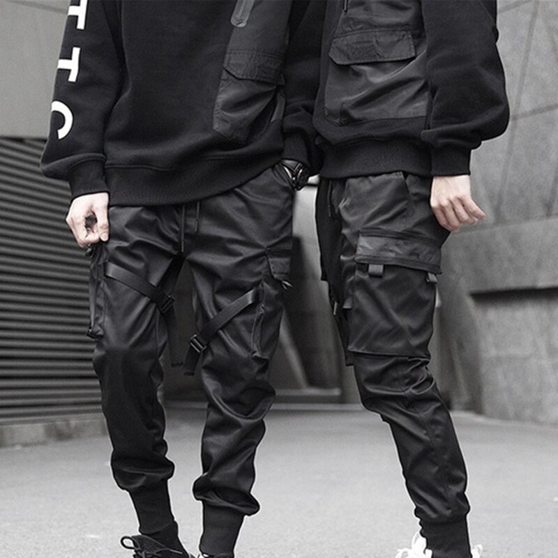 Pantalones Joggers de Hip Hop de otoño para hombres, pantalones Streetwear Cargo, monos, pantalones de negros, pantalones hasta el tobillo con bolsillos holgados