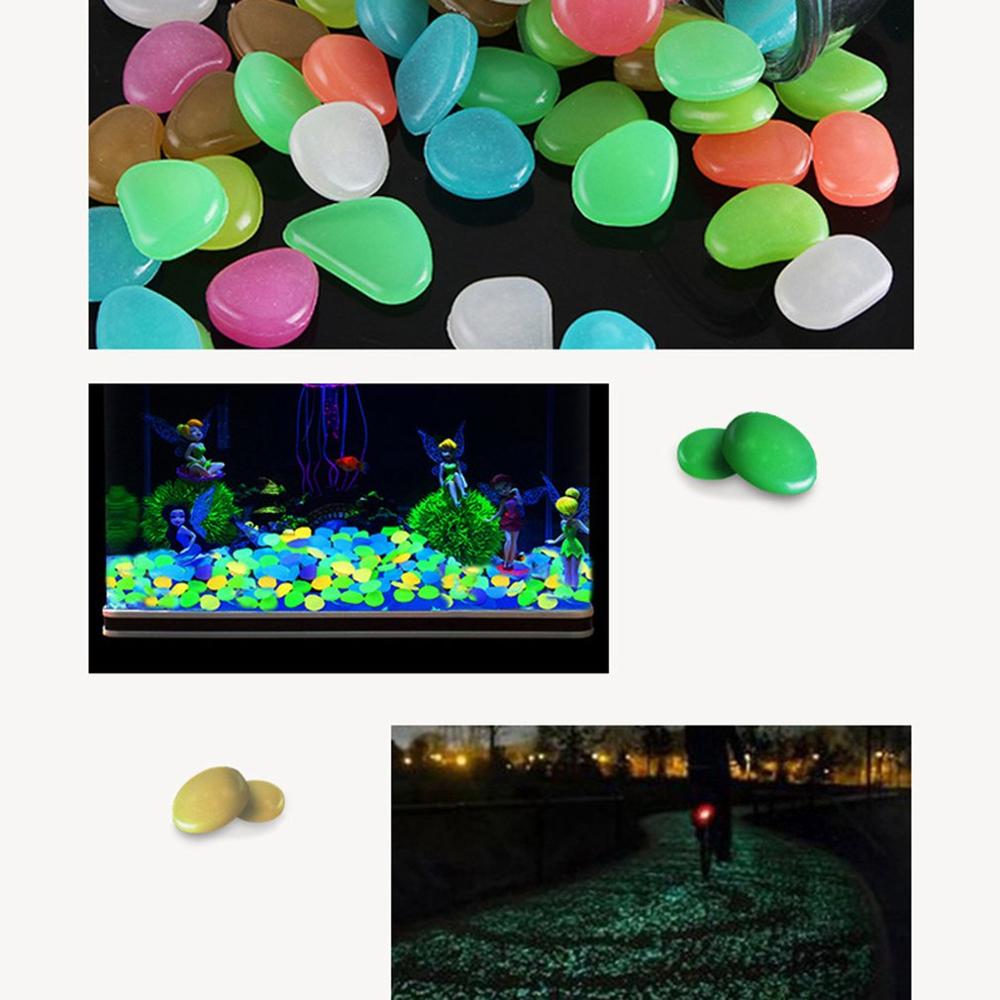 50 Uds. Color Artificial piedra luminosa piedra fluorescente piedra brillante completo Inglés bolsa embalaje paisajismo del tanque de peces