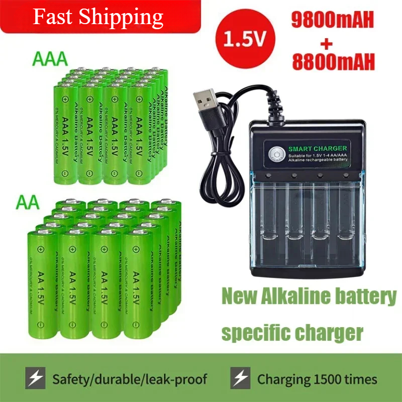 Original Akku 1,5 V AA 9800 mAh + AAA 8800 mAh + Ladegerät für Computer Uhr Radio Video Spiel Digital Kamera AA AAA