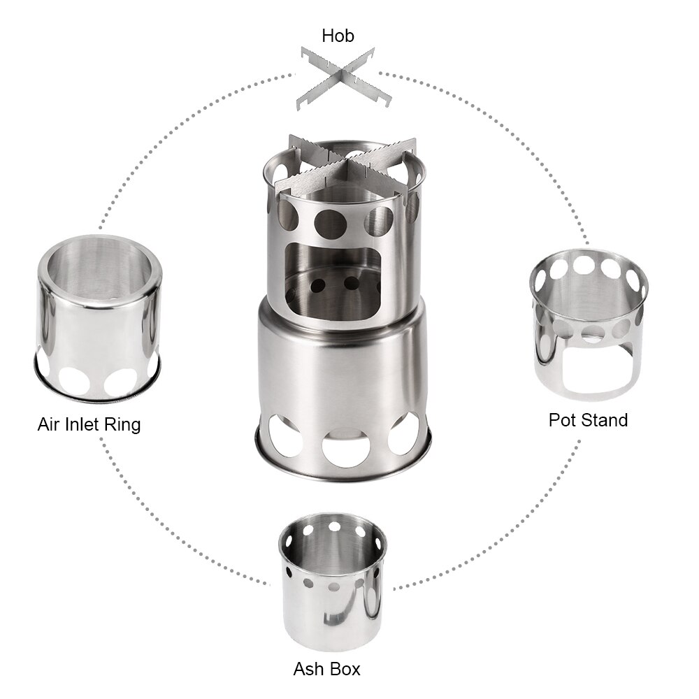 Portable Stainless Steel Camping Stove Burning Stove Cooking Pot Set Outdoor Hiking travel Backpacking Picnic Cookware Tableware