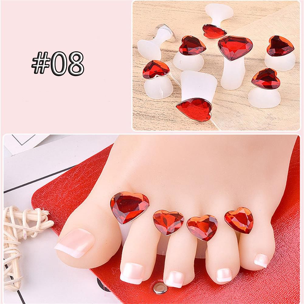 8PCs/Set Silicone Toe Separators Foot Toe Spacers for Home and Salon Use Daisy Flower Shape Waterdrop Pedicure DIY Nail Art Tool: Red