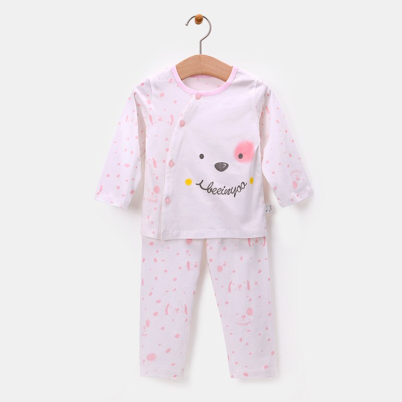 Baby Zomer Pyjama Puur Katoen Dunne Lange Mouwen Off-Set Pak Jongens En Meisjes Puur Katoen Twee-stuk Baby Home Service