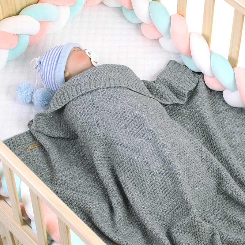 Baby Deken Gebreide Pasgeboren Inbakeren Wrap Dekens Super Zachte Peuter Baby Beddengoed Quilt Voor Bed Sofa Mand Wandelwagen Dekens