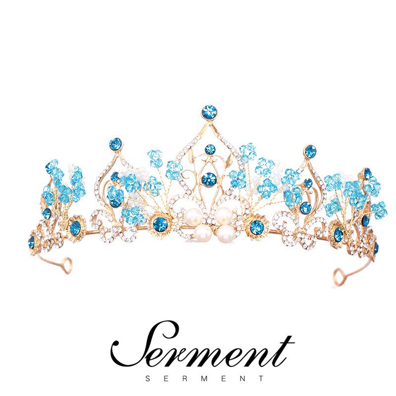 SERMENT Charm Princess Bridal Crown Tiaras Crystal Zircon Silvered Crown Bride Wedding Hair Accessories