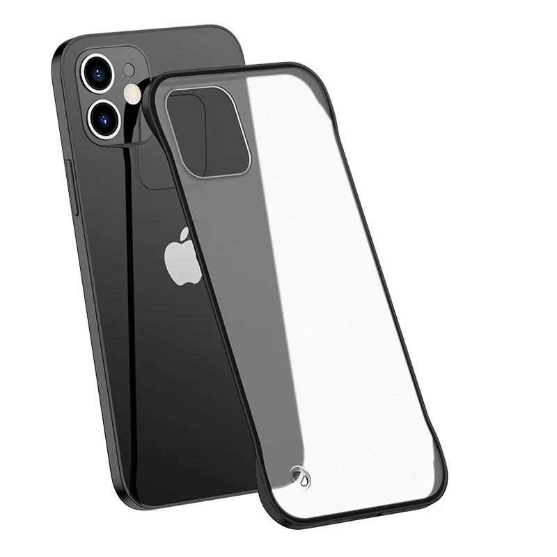 Slanke frameloze telefoonhoes voor iPhone 16 15 14 13 12 11 Pro XS Max XR X 8 7 Plus SE 2022 TPU Rand mat plastic achterkant