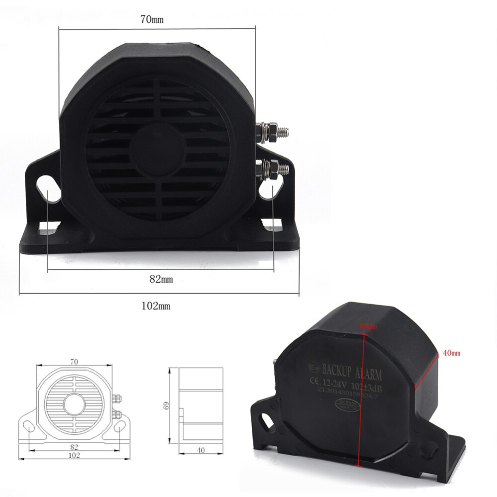 1 pc auto achteruitrij-alarmen, 12-60v waterdichte zwarte achteruitrij-alarmen, sirene en claxon voor auto, vrachtwagen, auto, voertuig