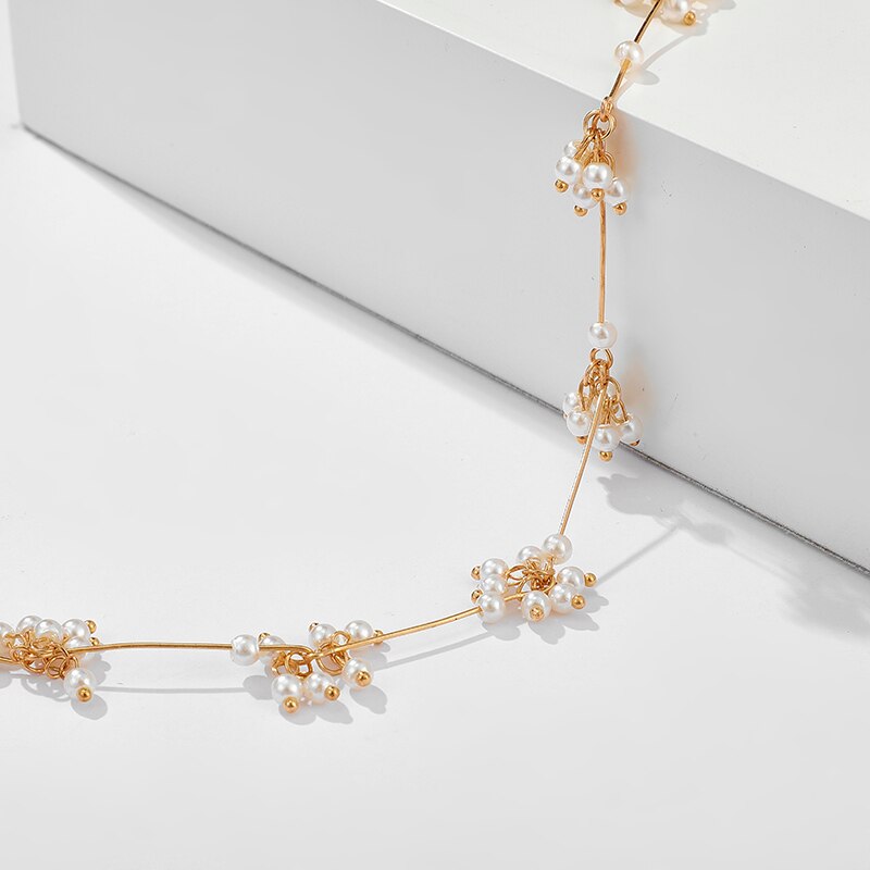 Tocona Luxe Parel Steen Ketting voor Vrouwen Gouden Ketting Bloemen Persoonlijkheid Chocker Ketting Partij Sieraden 8870