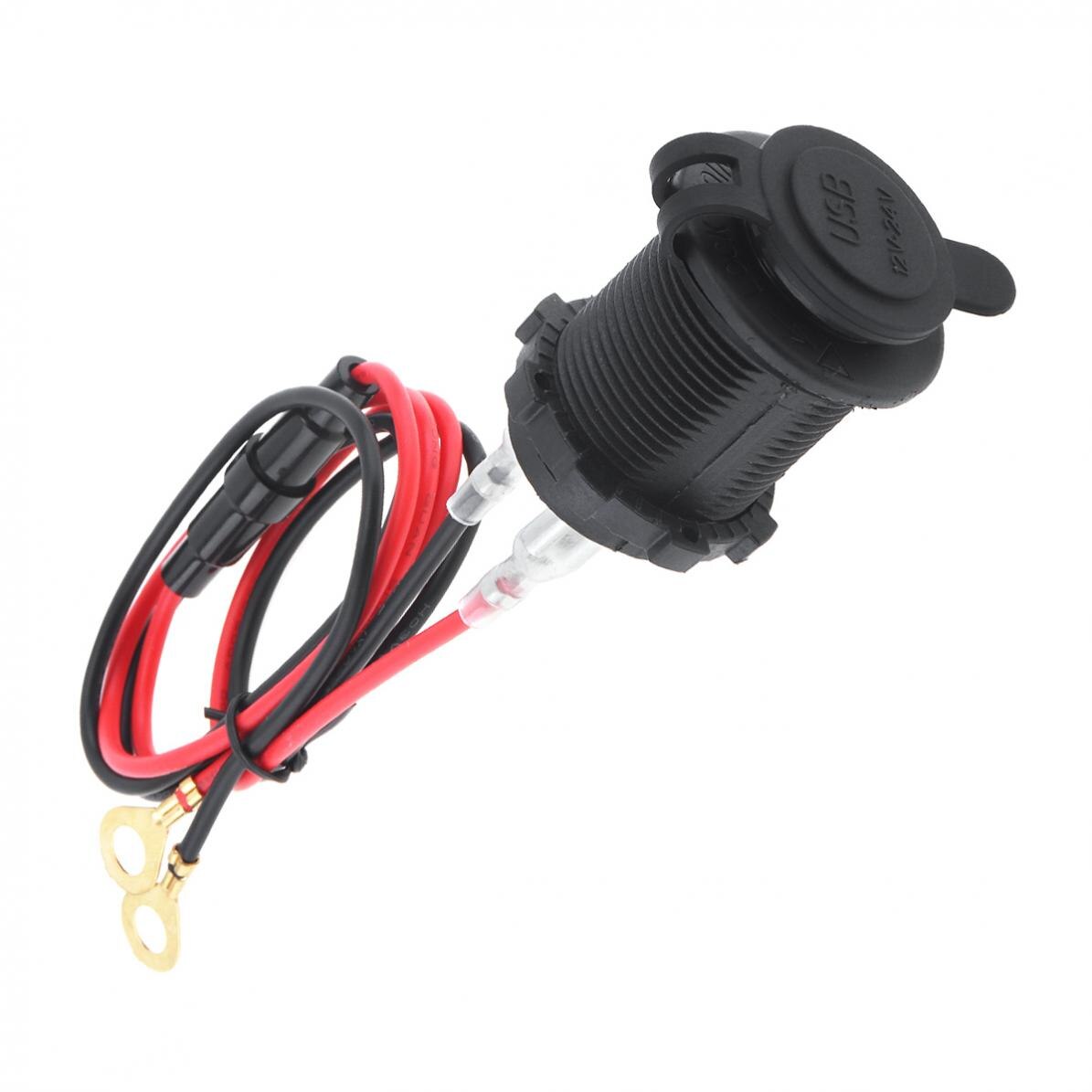 Motorfietsladers zwart 12v waterdichte sigarettenaansteker gps-aansluiting dubbele usb autolader mobiele telefoonlader voor in de auto