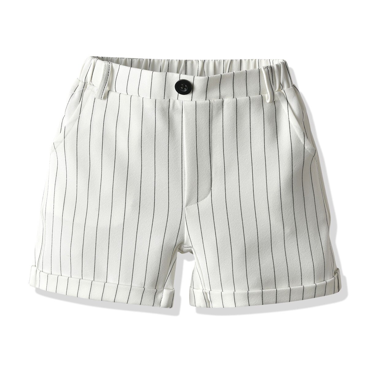 Boys Suspender Pants Summer Short Striped Pleated Elastic Band Bottom Removable Y-Shaped Straps Wild Overalls Pants