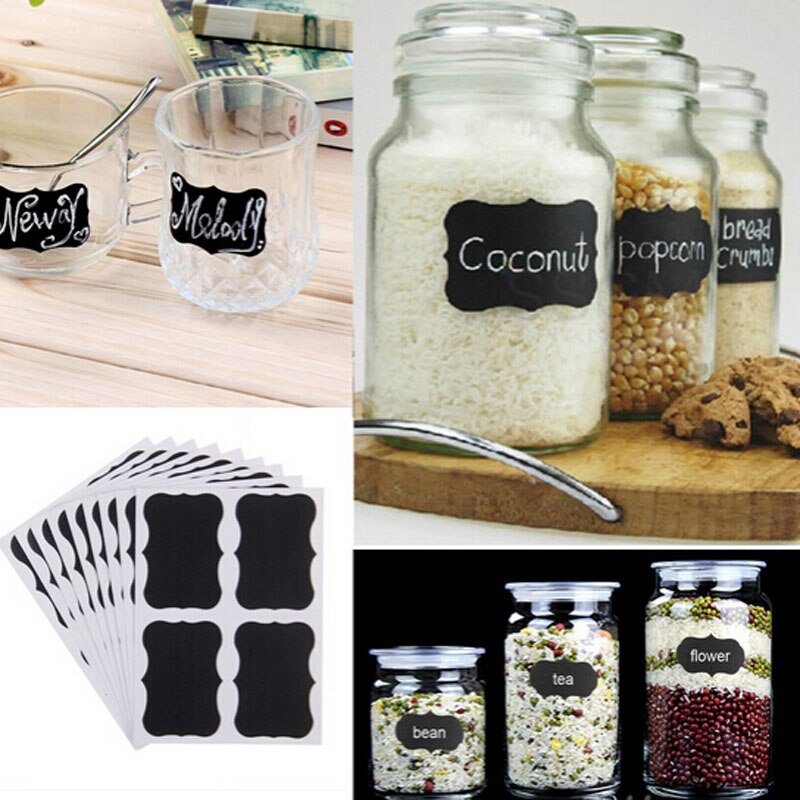 36 Pcs Fancy Black Board Keuken Jam Jar Label Etiketten Stickers 5 Cm X 3.5 Cm Decor Krijtbord