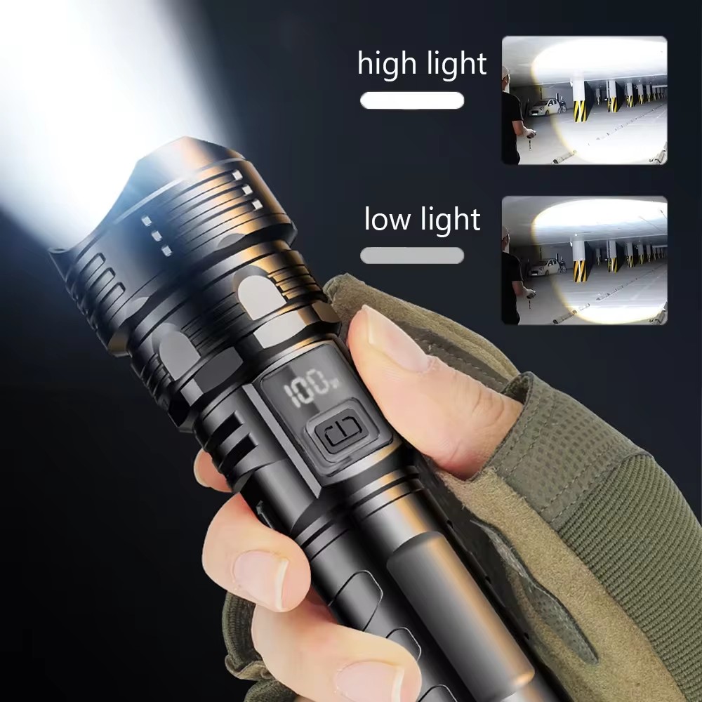 LED-zaklamp Superheldere oplaadbare draagbare Ultra Power-zaklamp Intrekbare digitale zoomhandlamp voor kamperen