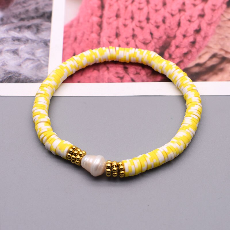 Boho parelbedelarmbanden van polymeerklei met 6mm kralen, armband voor dames, zomerse strandarmbanden, 2022: 3