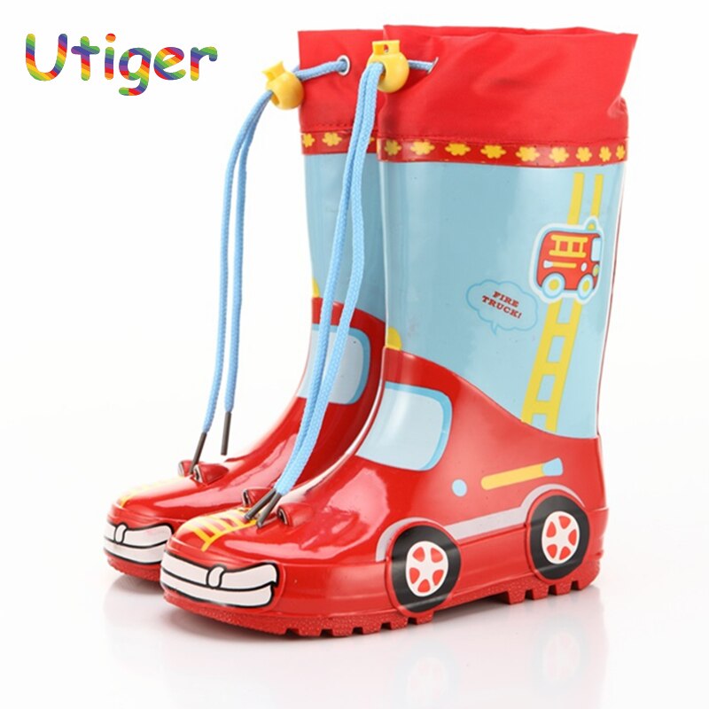 Bottes de pluie en caoutchouc antidérapantes pour enfants, chaussures imperméables pour garçons et filles, lapin dinosaure, camion de pompiers