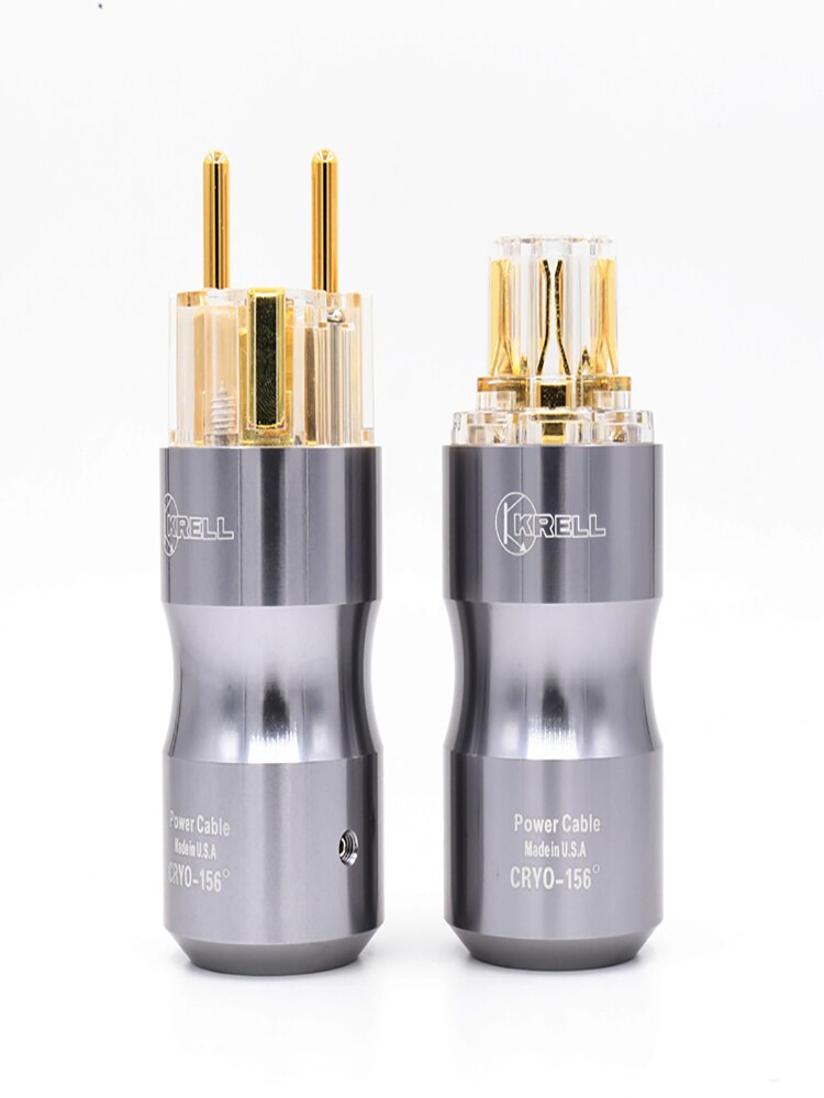 Krell-conector de alimentación schuko chapado en oro de 24k, Conector de Audio IEC transparente/negro, Europeo, UE: Blanco