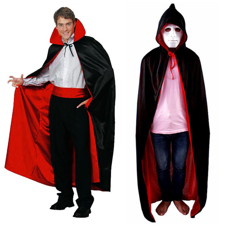 Black Red Children Halloween Cosplay Costume Theater Prop Death Hoody Cloak Devil Mantle AB Wear Long Tippet Adult Hooded Cape