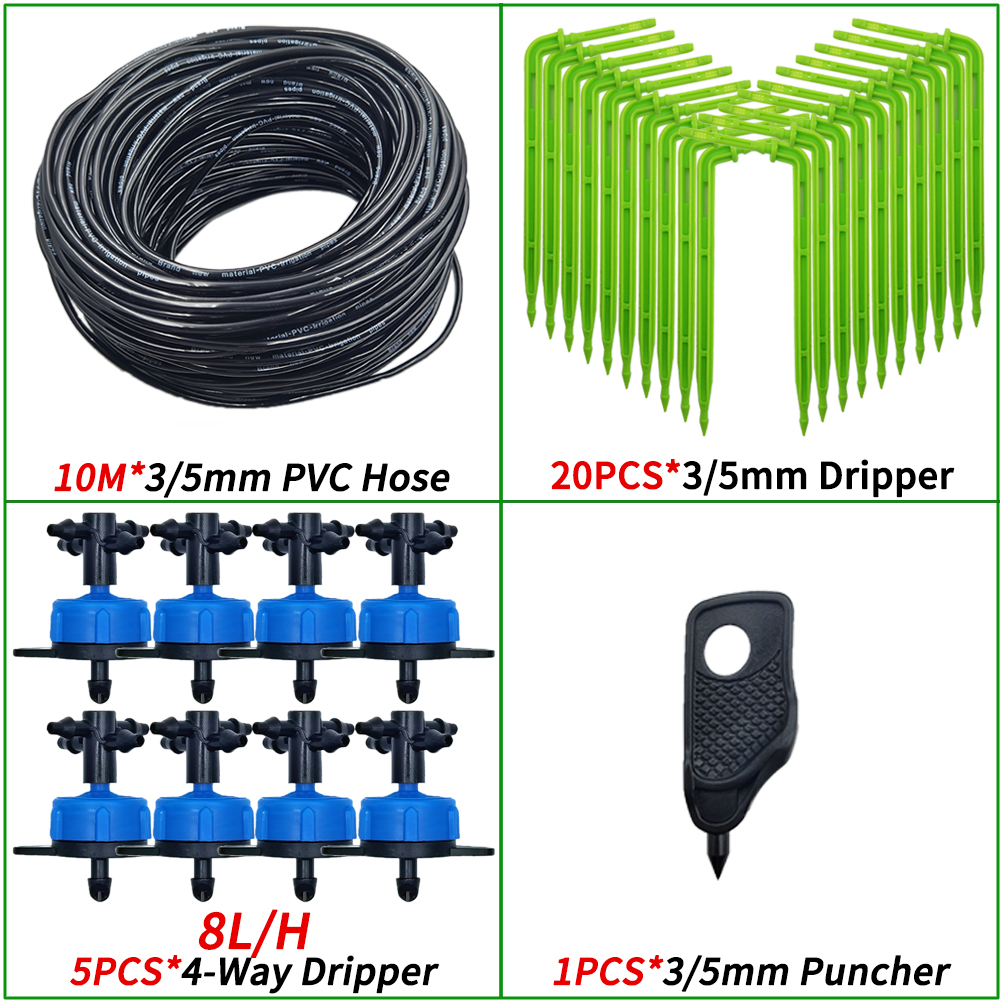 Oasis-sistemas de riego por microgoteo para jardín, kit de goteros de flecha de 3/5mm, para invernadero de bonsái en maceta, 10-100M, 4L, 8l/H: BLANCO