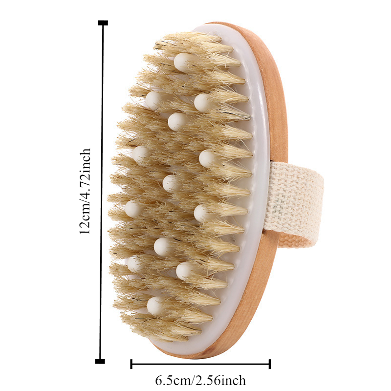 Tragbare tragbare Duschbürste aus natürlichem Holz, nasse, trockene Haut, Körperborstenbürste, weiche SPA-Bürste, Badmassagegerät: green