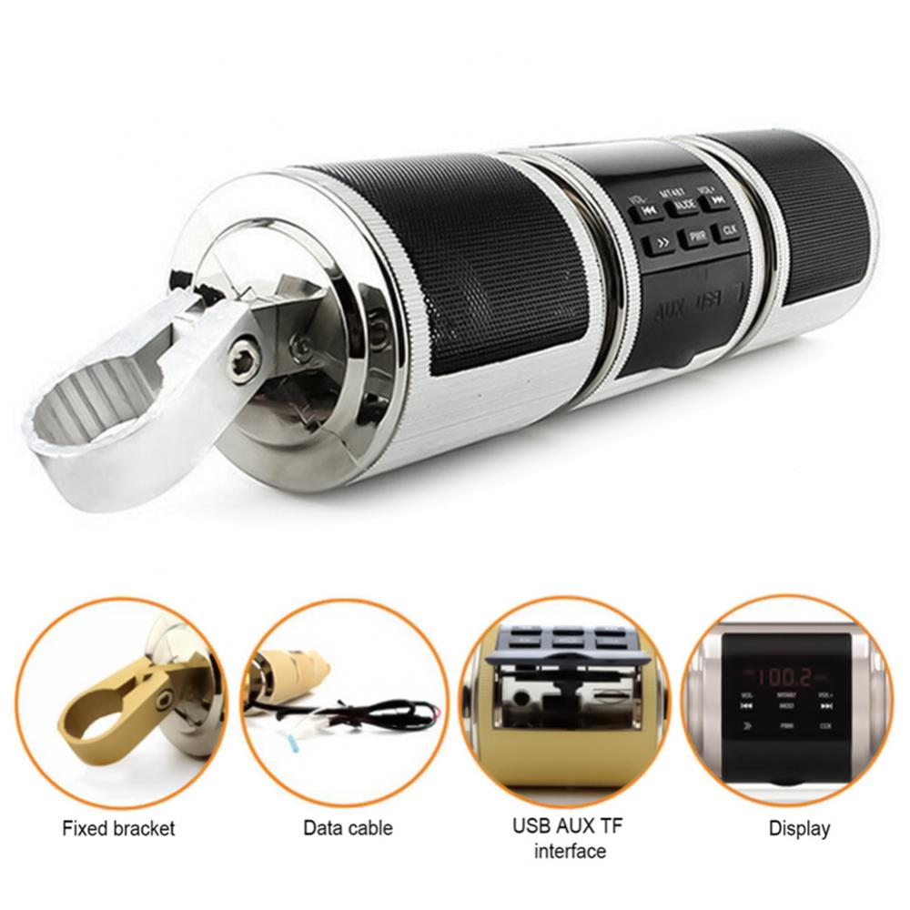 Motorcycle Bluetooth Music Player MP3 Motorcycle Stereo Speaker FM Radio Adjustable LED Screen Waterproof
