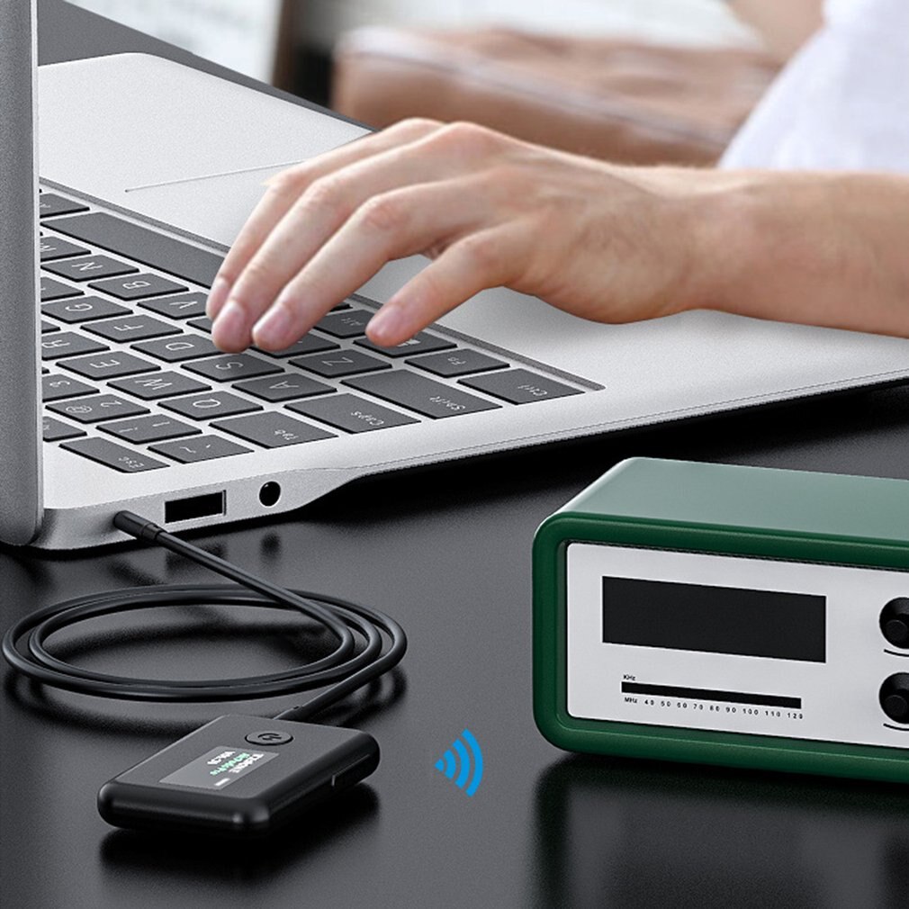 YET-T2-receptor y transmisor de Audio inalámbrico 5,0, con carga USB y conector de 3,5mm, adaptador inalámbrico, HIFI OLED, para PC y TV