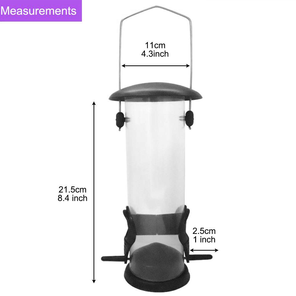 Iron Cover Bottom Bird Feeder Bird Food Dispenser Black Environment Protect Friendly PVC Wild Bird Feeder