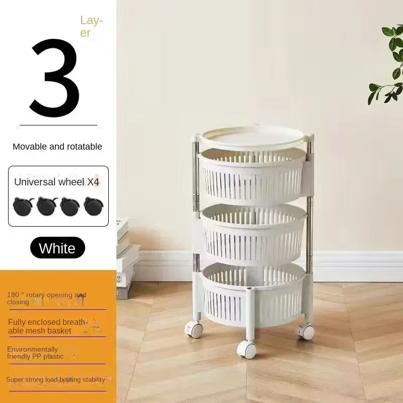 Kitchen Rotating Rack Floor-to-ceiling Household Multi-functional Vegetable and Fruit Corner Rack Multi-layer Vegetable Basket: GRAY