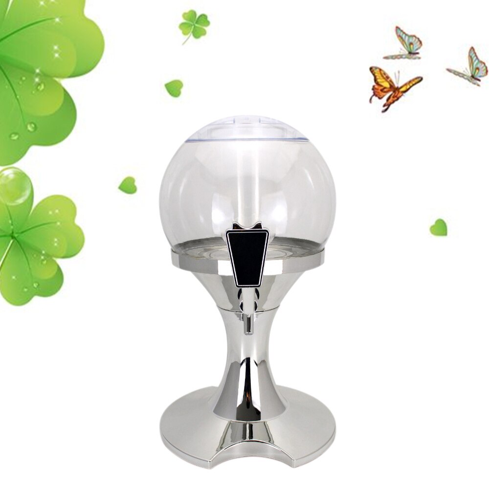 1 Pc 3.5L Spherical Beer Beverage Dispenser with Built-in Ice Container(Silver)