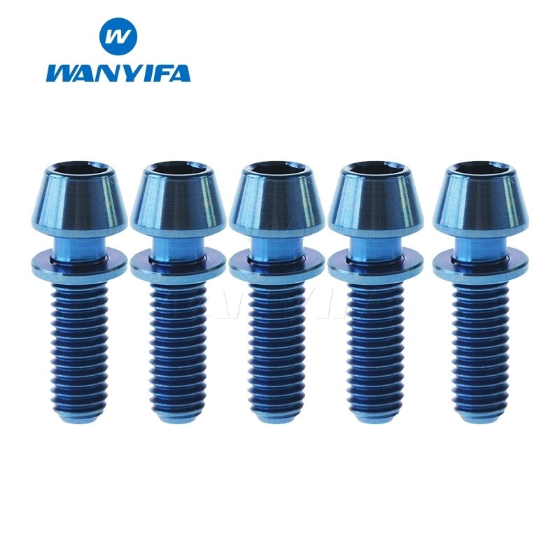 Wanyifa M5X16 18 20 Titanium Ti Taper Head Bolt Screw with Washer for Bike Part Bicycle Stem
