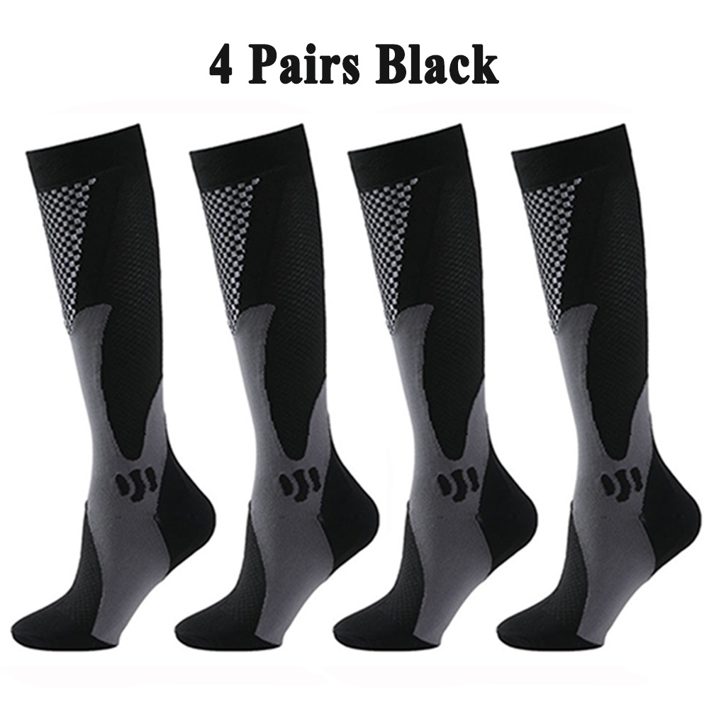 4 Pairs Compression Socks for Women Men 20-30 mmhg Circulation Compression Socks for Varicose Veins Athletic Fit: 4 Pairs Black
