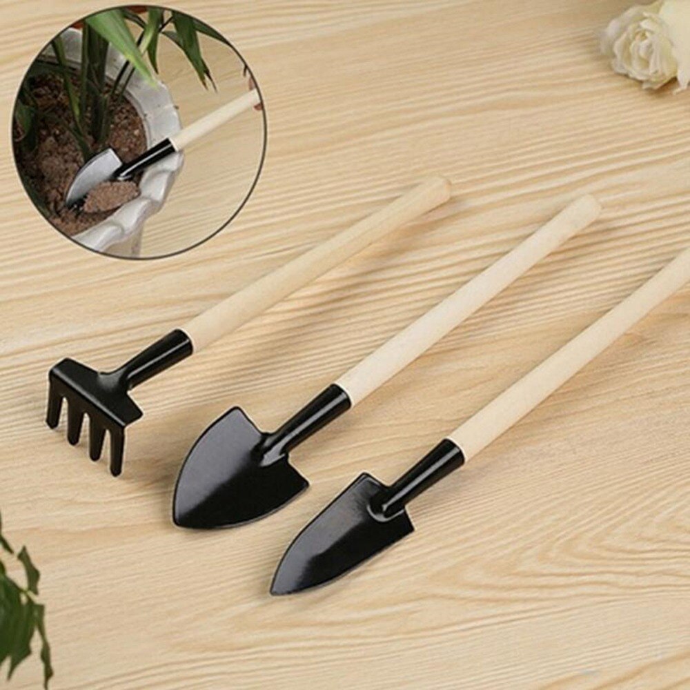 3 st trädgårdsspackel spade spade grävande trädgårdsredskap med trähandtag set
