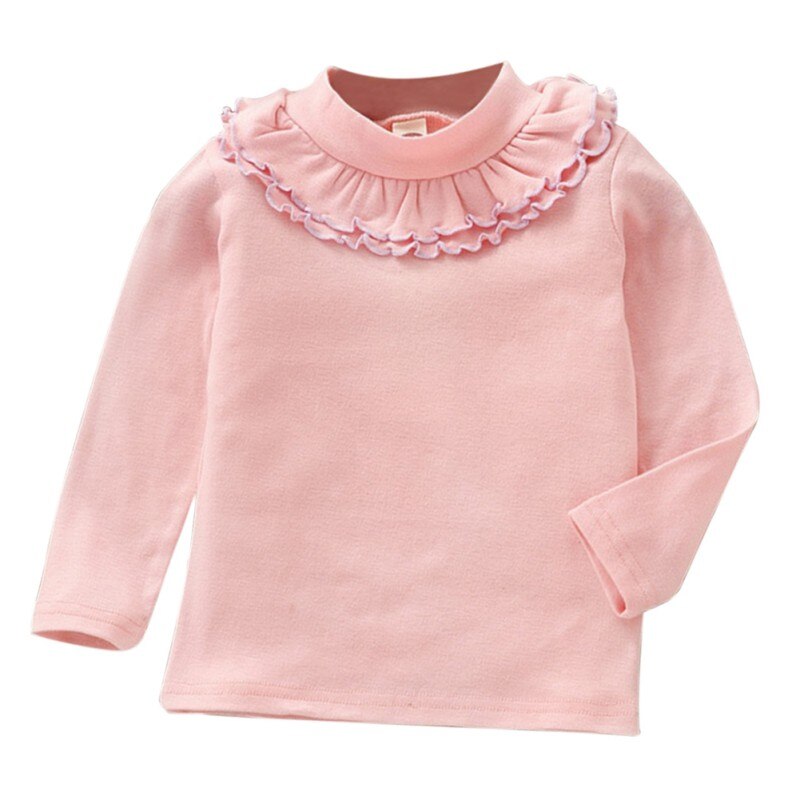 Lente Zomer Baby Meisjes Mode Lange Mouwen Effen Shirt Kinderen Kind Overhemd Top Katoenen Kleding Meisje Dieptepunt Shirt: P / 24M