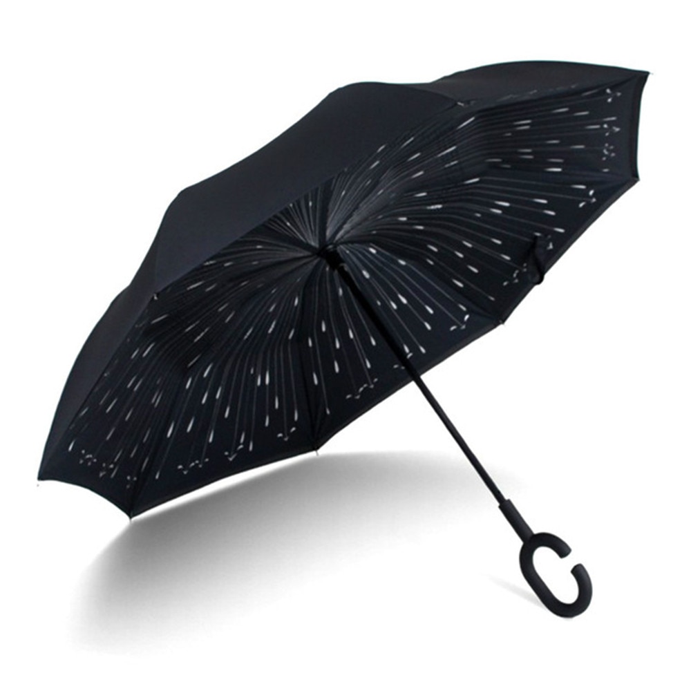 Fancytime paraguas de lluvia inverso para mujer plegable de doble capa para hombres soporte autónomo paraguas de mujer paraguas invertido a prueba de viento