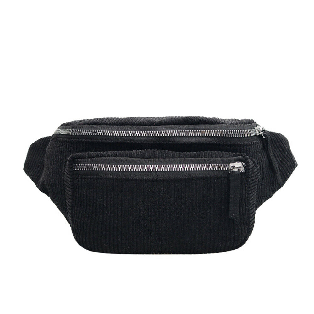 Taille Fanny Pack Frauen Solide Gürtel Zipper Taille Tasche Brust Tote Geldbörse Taschen Schwarz Braun Rosa Wein Rot: Black