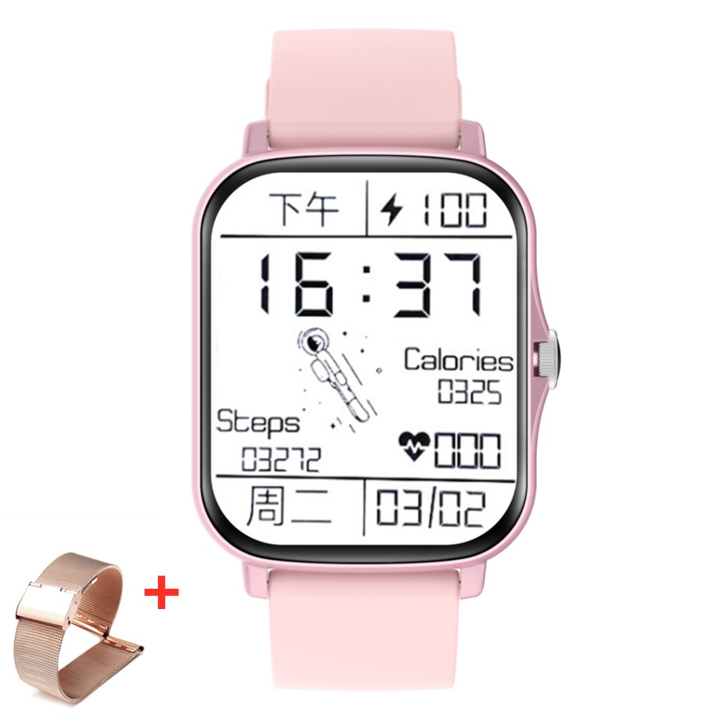 Y22 Smart Watch 1.72 Inch IPS 320*385 45 Days Long Standby Heart Rate Blood Pressure Monitoring Smart Wristband Multi-sport Mode: and pink steel
