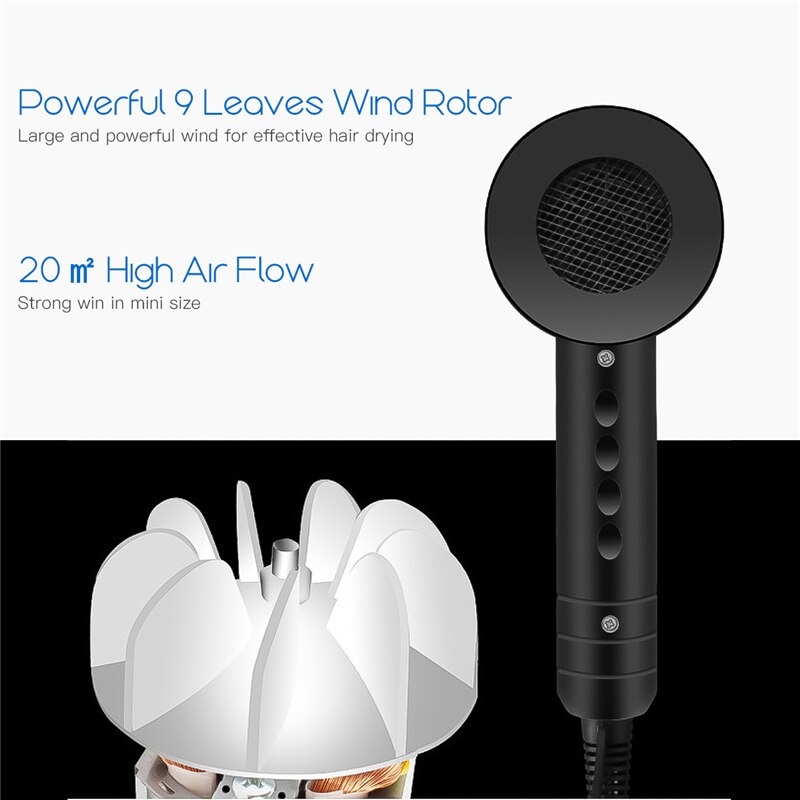 Hair Dryer Large Power Compact Stylish Blow Dryer Quick Drying Travel Hair Blow Dryers With Low Noise Wind Gear&Temp Adjustable