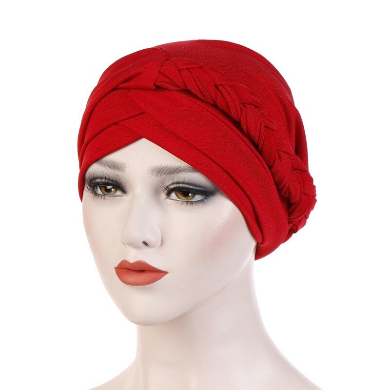Vrouwen Dames Moslim Haaruitval Stretch Tulband Caps Kanker Chemo Hoed Effen Kleur Braid Head Sjaal Beanie Bonnet