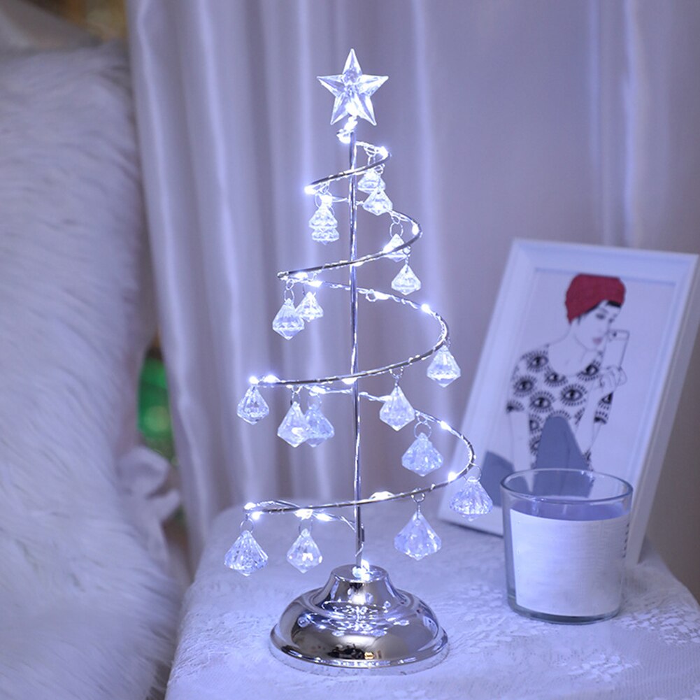 Luz de noche LED de cristal de Color cálido, decoración de árbol de Navidad, lámpara de adorno para dormitorio