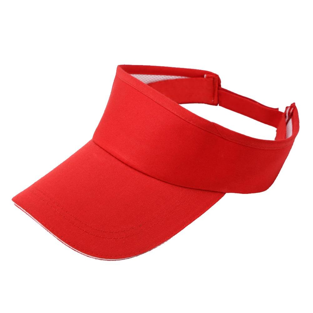 Women Men Adjustable Half-Head Sun Protection Visor Baseball Golf Sports Hat Baseball Cap Hat for Solid Color Caps tool: Red