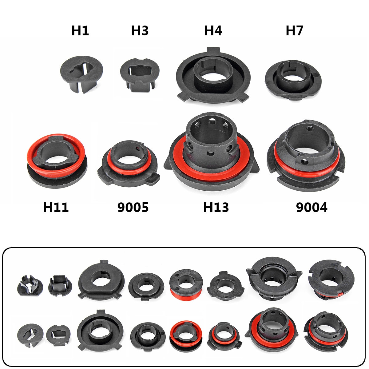1Pair Car LED Headlight Light Lamp Bulb Adapter Holder Base Sockets Retainer For H1 H3 H4 H7 H11 H13 9004 9005 9006 9007 880