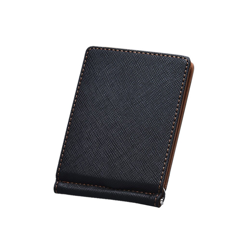 Uomini di modo Del Raccoglitore casuale Multi-Posizione della carta del Supporto di Carta di Credito ultra Sottile Della Borsa Della Moneta per Gli Uomini portatile Bifold Maschio sacchetto di frizione: nero