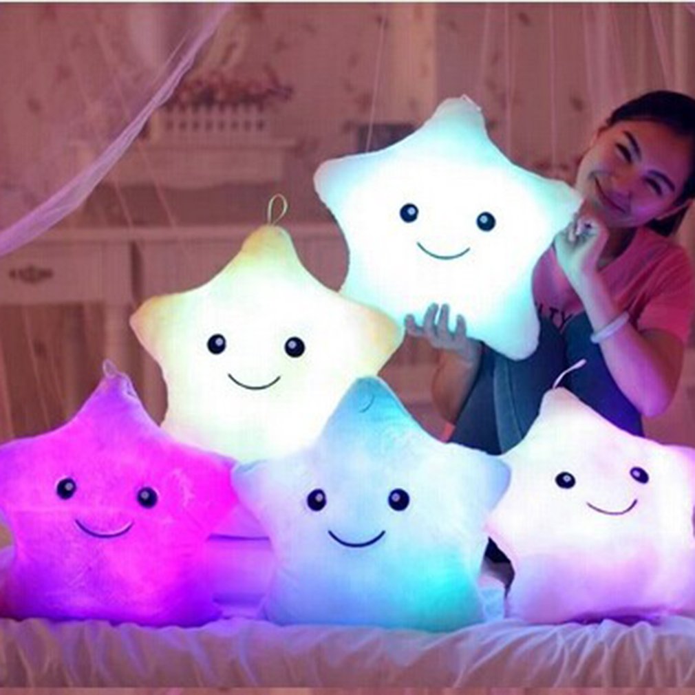 Unique 40x35cm Luminous Pillow Vivid Star LED Light Cushion Plush Pillow for Bedroom Birthday